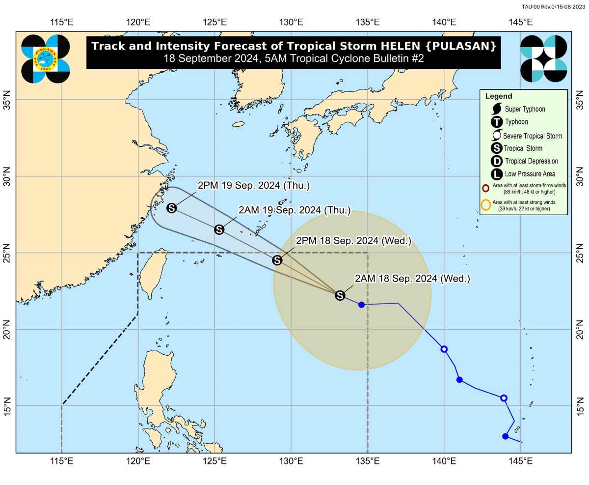 bao-pulasan Dự báo đường đi của bão Helen (Pulasan). Ảnh: PAGASA