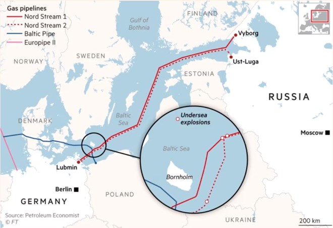 duong-ong-nord-strea Bản đồ đường ống Nord Stream và Nord Stream 2. Ảnh chụp màn hình FT