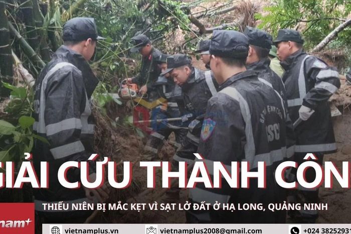 Gần 3 giờ giải cứu thiếu niên ở Quảng Ninh bị kẹt vì sạt lở đất đá 1 e8fa05404e0fa751fe1e
