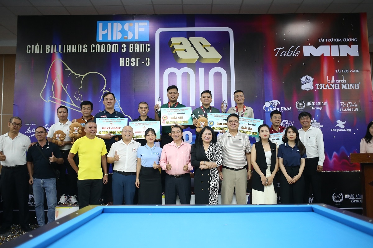 thanh luc, yen sinh vo dich giai billiards carom 3 bang hbsf tour 3 2024 hinh anh 1
