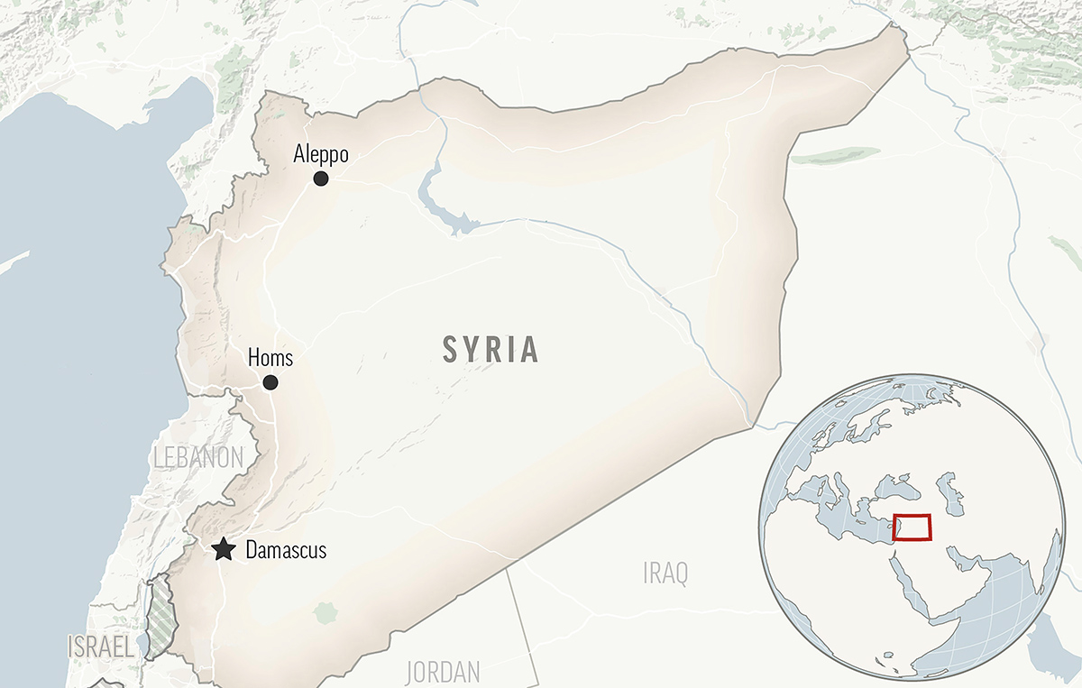 5563187178137268509a-syria-2963-1729741043 Vị trí Damascus và Homs. Đồ họa: AP