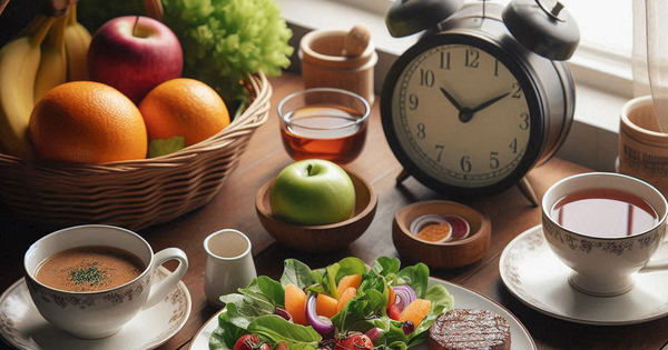 Ngạc nhiên với kiểu ăn giúp ngừa tiểu đường, máu nhiễm mỡ 1 ak a cup of tea and a plate with a clock showing 10 oclock next to it on a wooden table by the window from an angle 1728356 70 0 710 1024 crop 17283568394311647233622