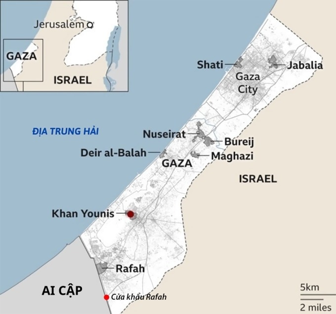 gaza-2576-1724460344-9323-1724-2321-6413-1729186784 Vị trí các đô thị ở Gaza. Đồ họa: BBC