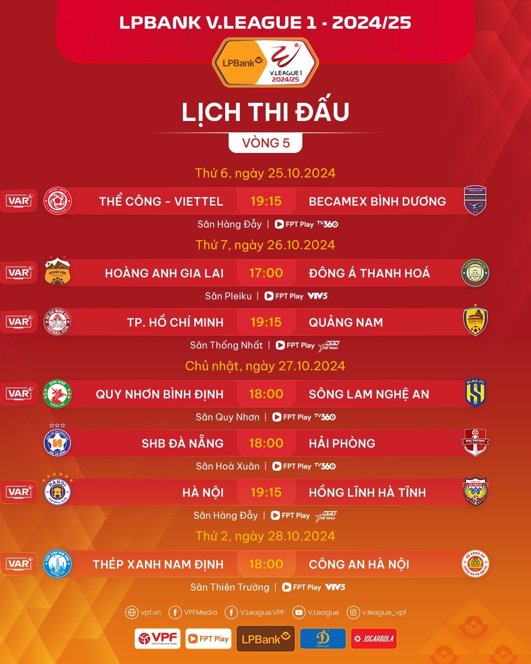 lich thi dau va truc tiep vong 5 v-league 24 25 hom nay 25 10 hinh anh 1