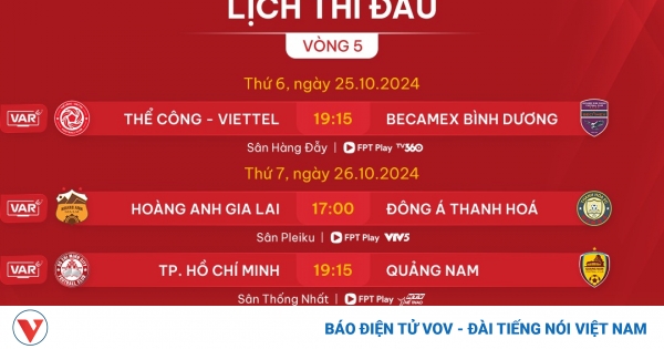 Lịch thi đấu và trực tiếp vòng 5 V-League 24/25 hôm nay 25/10 1 lich thi dau va truc tiep bong da hom nay 25 10