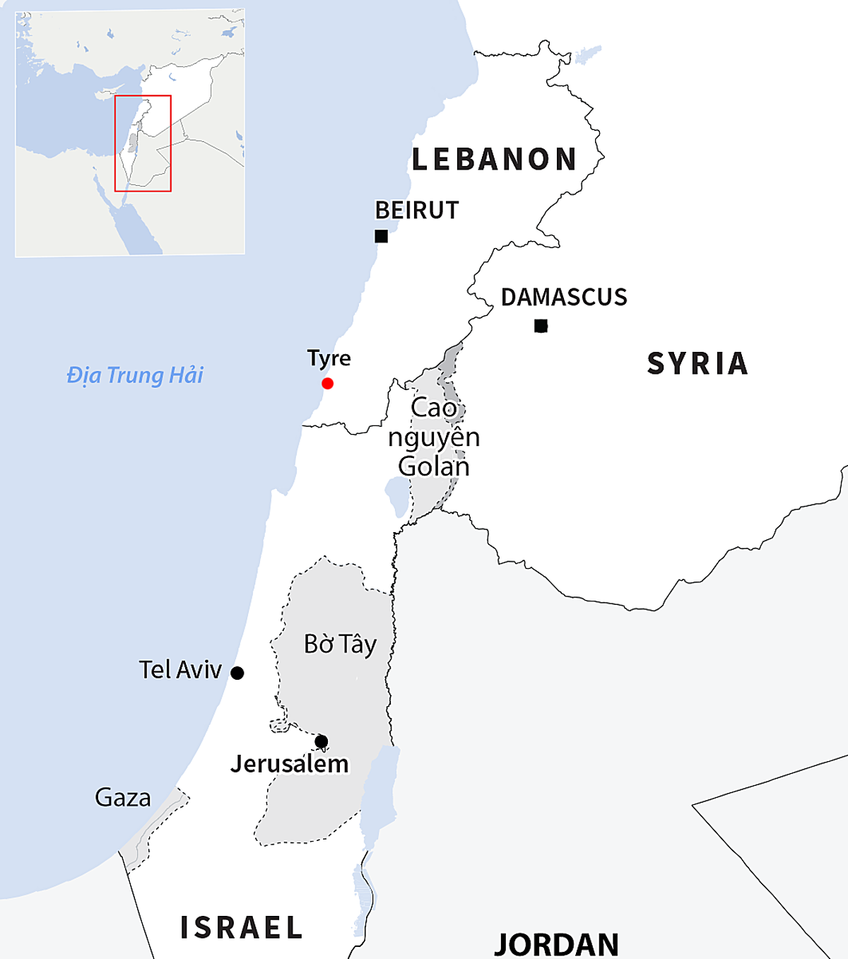 map-9011-1727681867-1729734185-9435-7704-1729734285 Vị trí Israel và Lebanon. Đồ họa: AFP