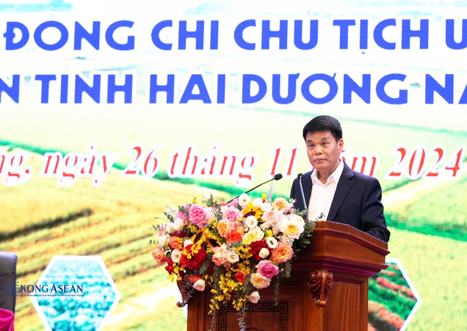 Chủ tịch UBND tỉnh Hải Dương Lê Ngọc Châu phát biểu khai mạc hội nghị.