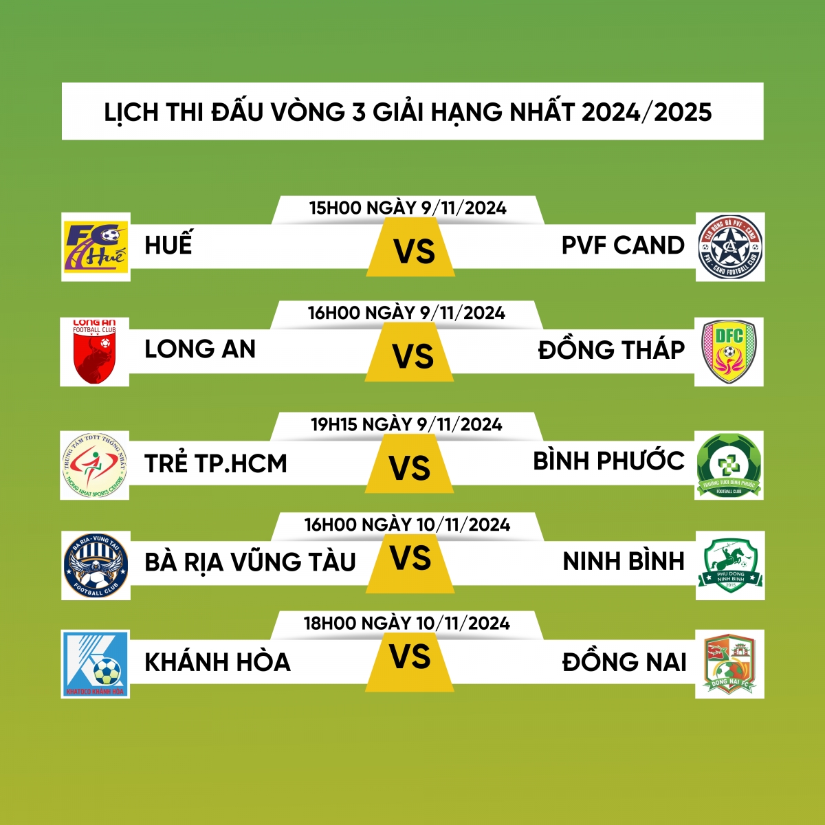 lich thi dau va truc tiep vong 3 giai hang nhat quoc gia 2024 2025 hinh anh 1