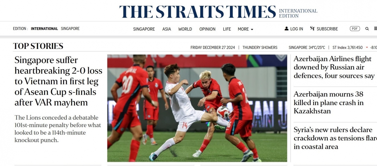 bao singapore noi gi ve Dt viet nam o ban ket luot di asean cup 2024 hinh anh 1