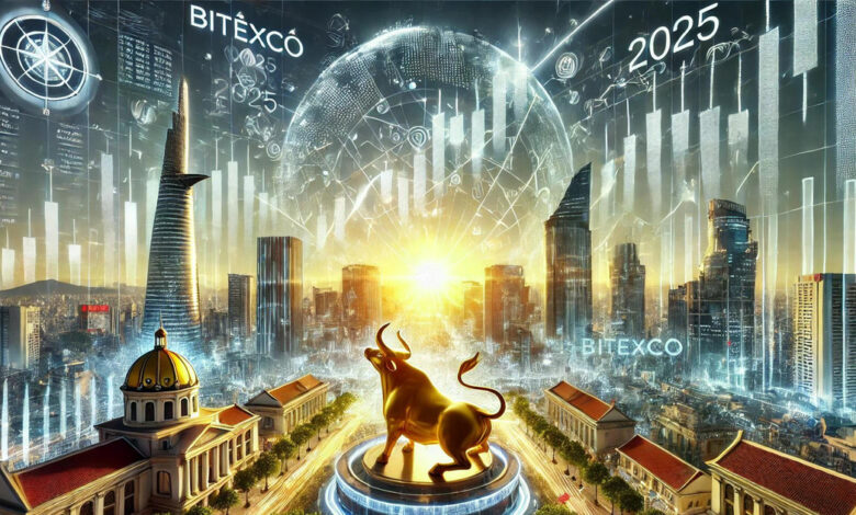 dalle 2024 12 17 181155 an artistic depiction of vietnams stock market outlook in 2025 the image showcases a futuristic financial landscape with digital stock market graphs